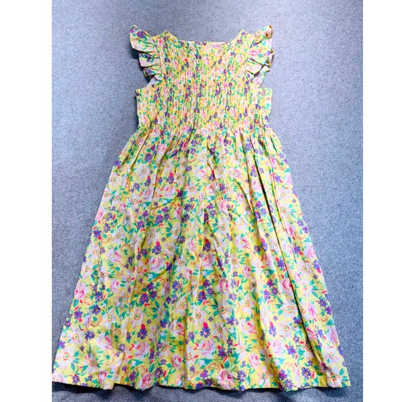 Penelope Mack Other - Penelope Mack Girls Size 12 Yellow Floral Smocked Dress Flutter Sleeve Summer